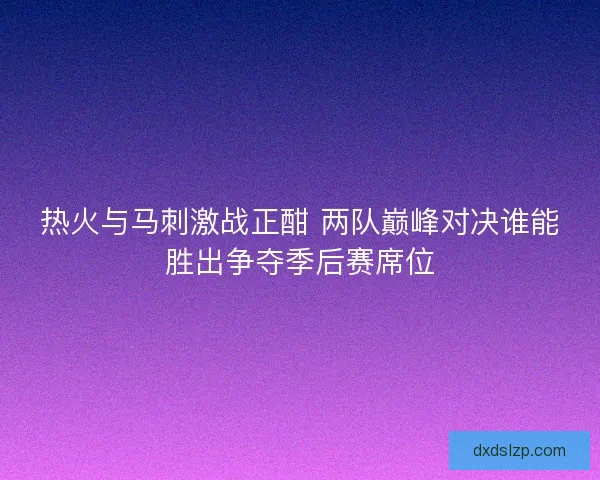 热火与马刺激战正酣 两队巅峰对决谁能胜出争夺季后赛席位