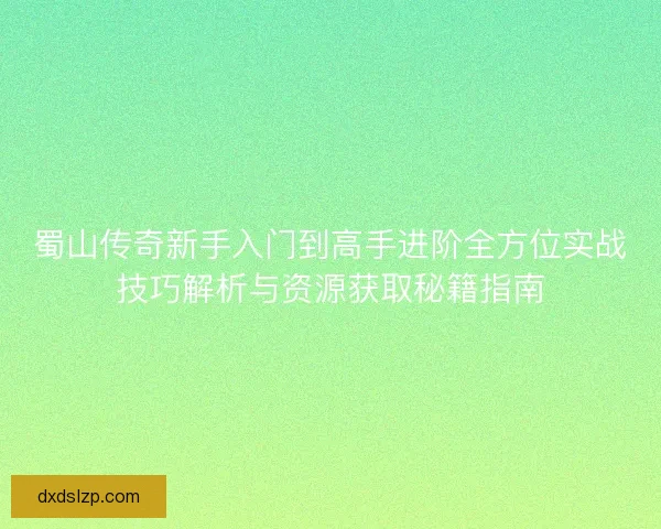 蜀山传奇新手入门到高手进阶全方位实战技巧解析与资源获取秘籍指南